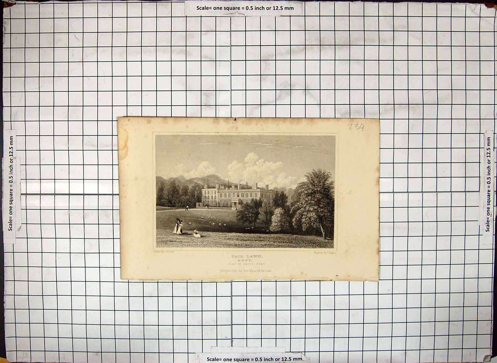 Antique Print View Fair Lawn Kent Yates Architecture Rogers Neale Engraving