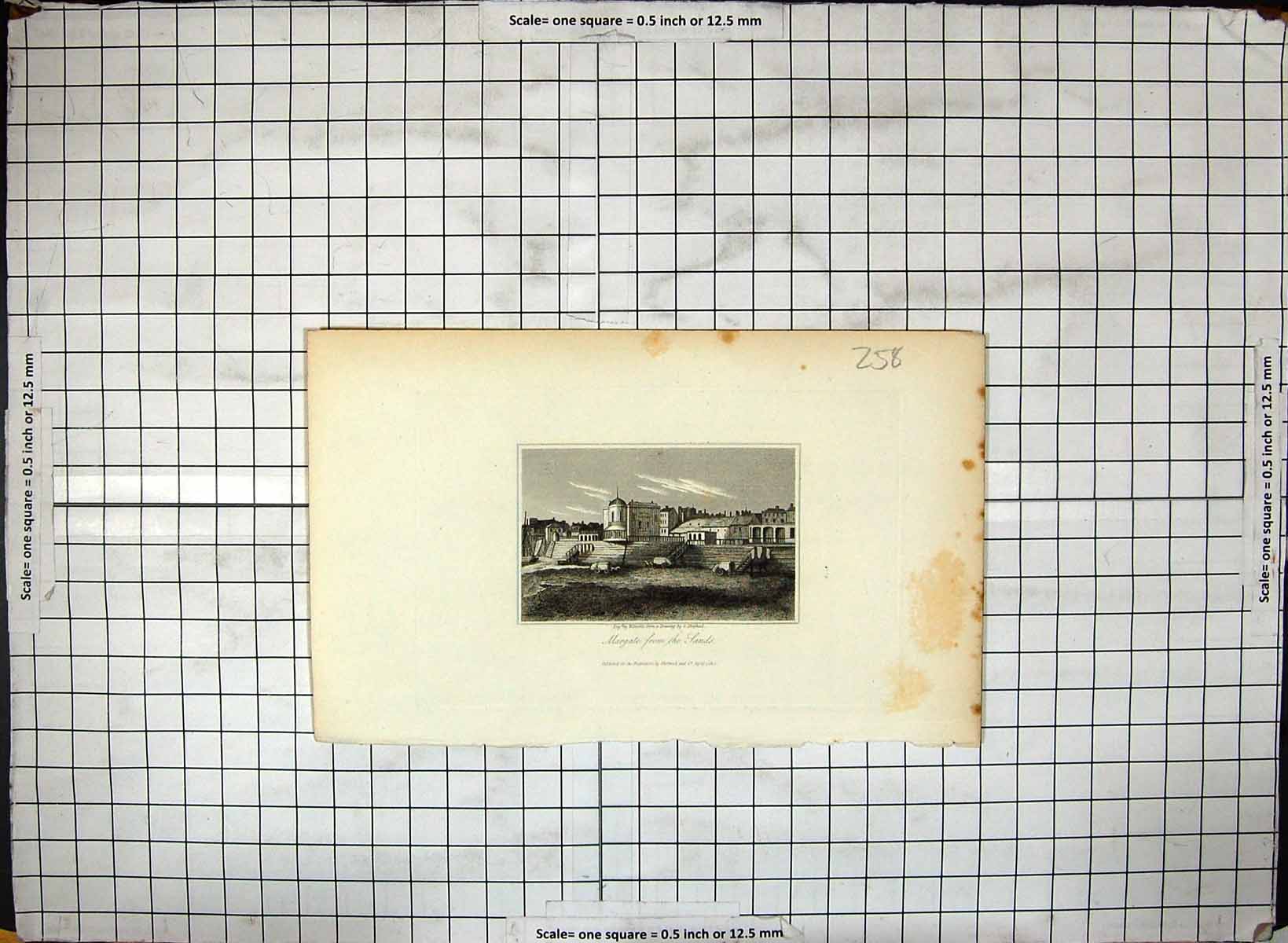 Original Old Antique Print View Margate Sands 1817 Deeble Shepherd Engraving