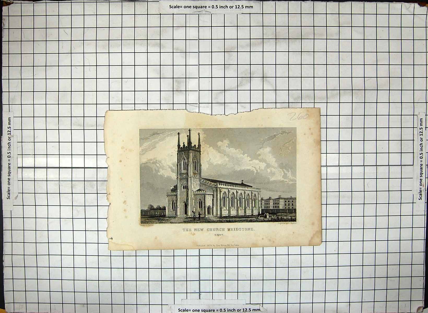 Old Exterior Church Maidstone 1829 Architecture Engraving Winkles Bar 19th