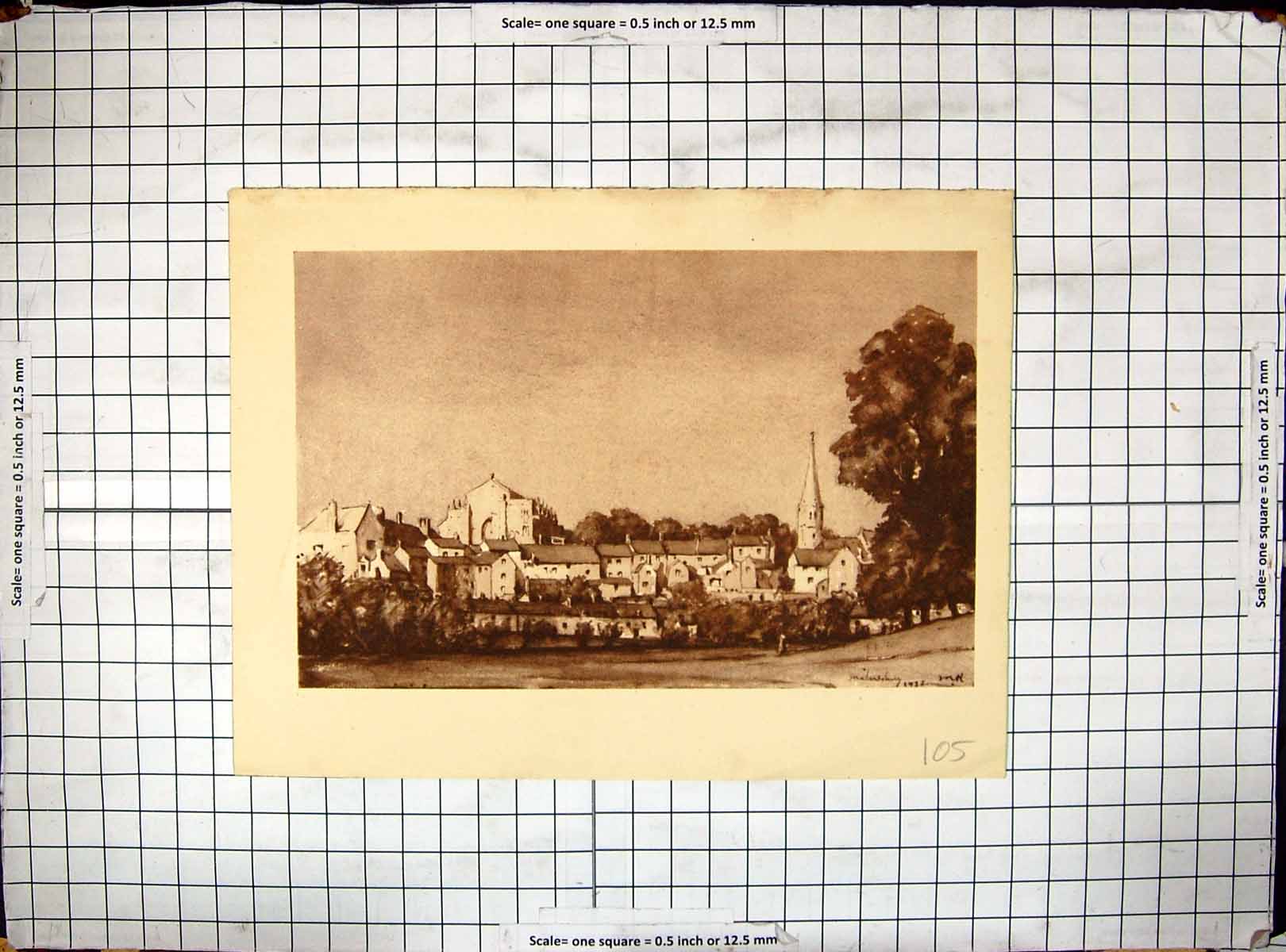 Original Old Antique Print View Abbey Malmesbury Benedictine Monastery Varrall