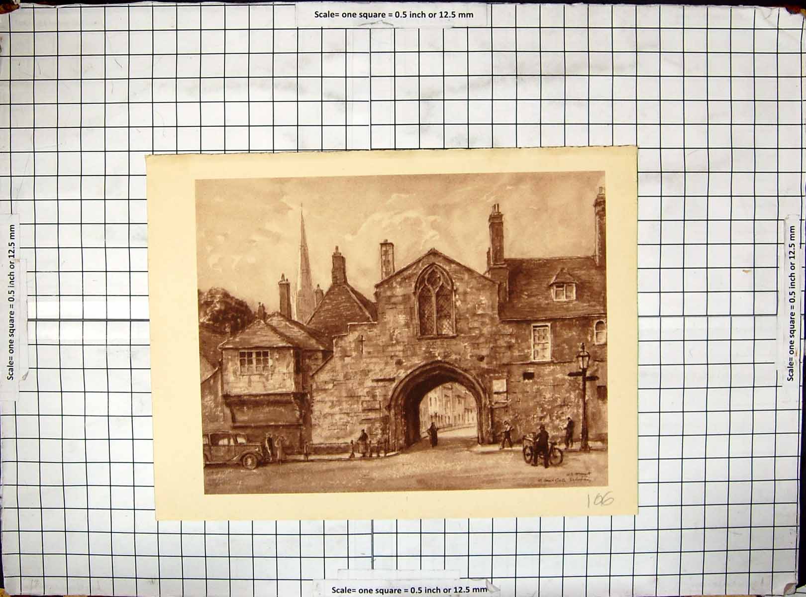 Original Old Antique Print View Queen Strees Salisbury England Architecture