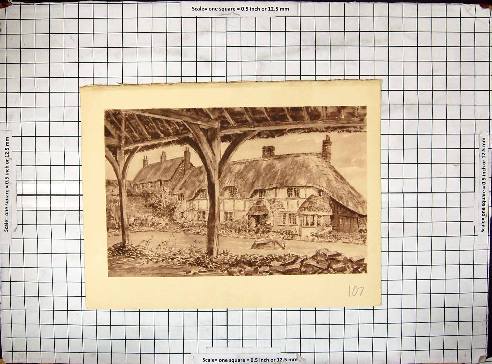 Original Old Antique Print Exterior Heale House Woodford Merritt Architecture