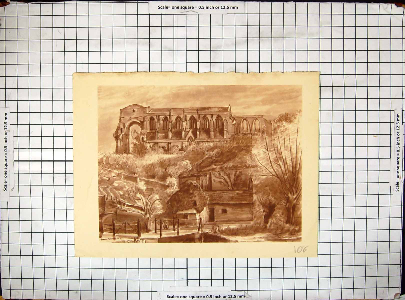 Original Old Antique Print Church Architecture Buildings Frances Macdonald