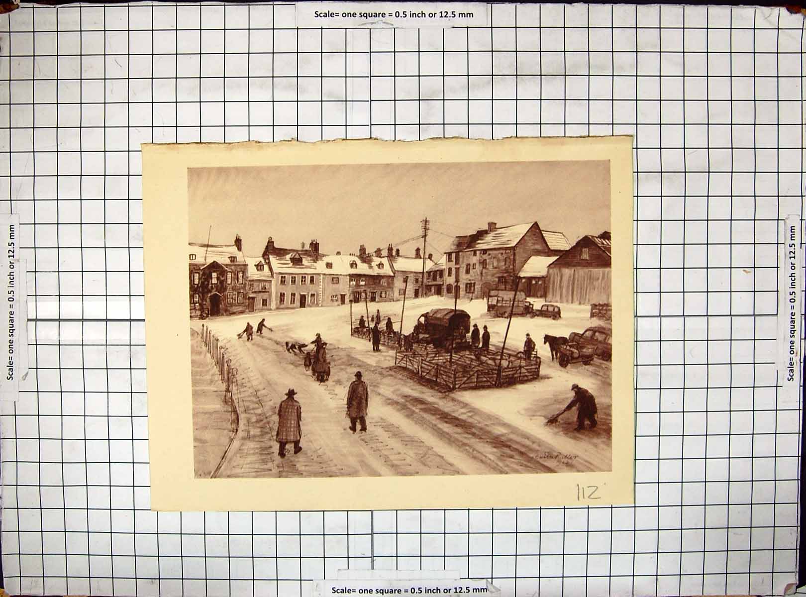 Original Old Antique Print View Cross Hayes Malmesbury Louisa Puller 1902 20th