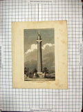 Original Old Antique Print Column Lord Hill Shrewsbury England Monument