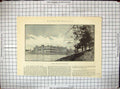 Original Old Antique Print 1889 Welbeck Abbey Lake Architecture Buildings 19th