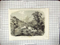 Original Old Antique Print 1857 Mormons Kanyon Rocky Mountains Canada Victorian