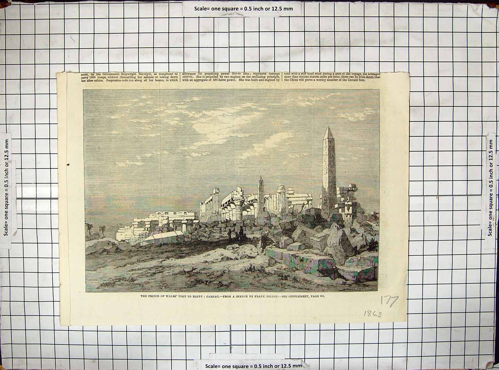 Old Antique Print 1862 Prince Wales Egypt Carnac Archaeology Frank Dillon 19th