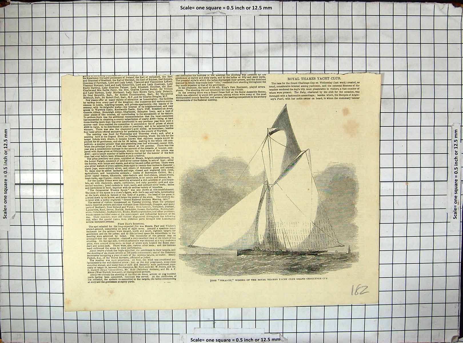 Antique Old Print Volante Royal Thames Yacht Club Grand Challenge Cup Sport