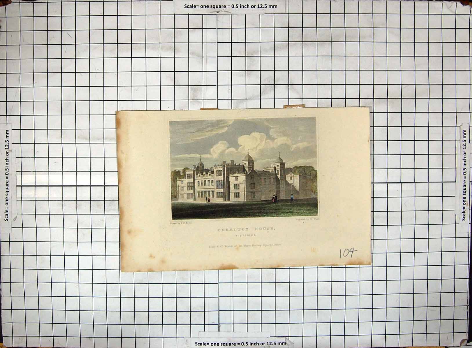 Old Engraving Exterior Charlton House Wiltshire Architecture Neale Wa