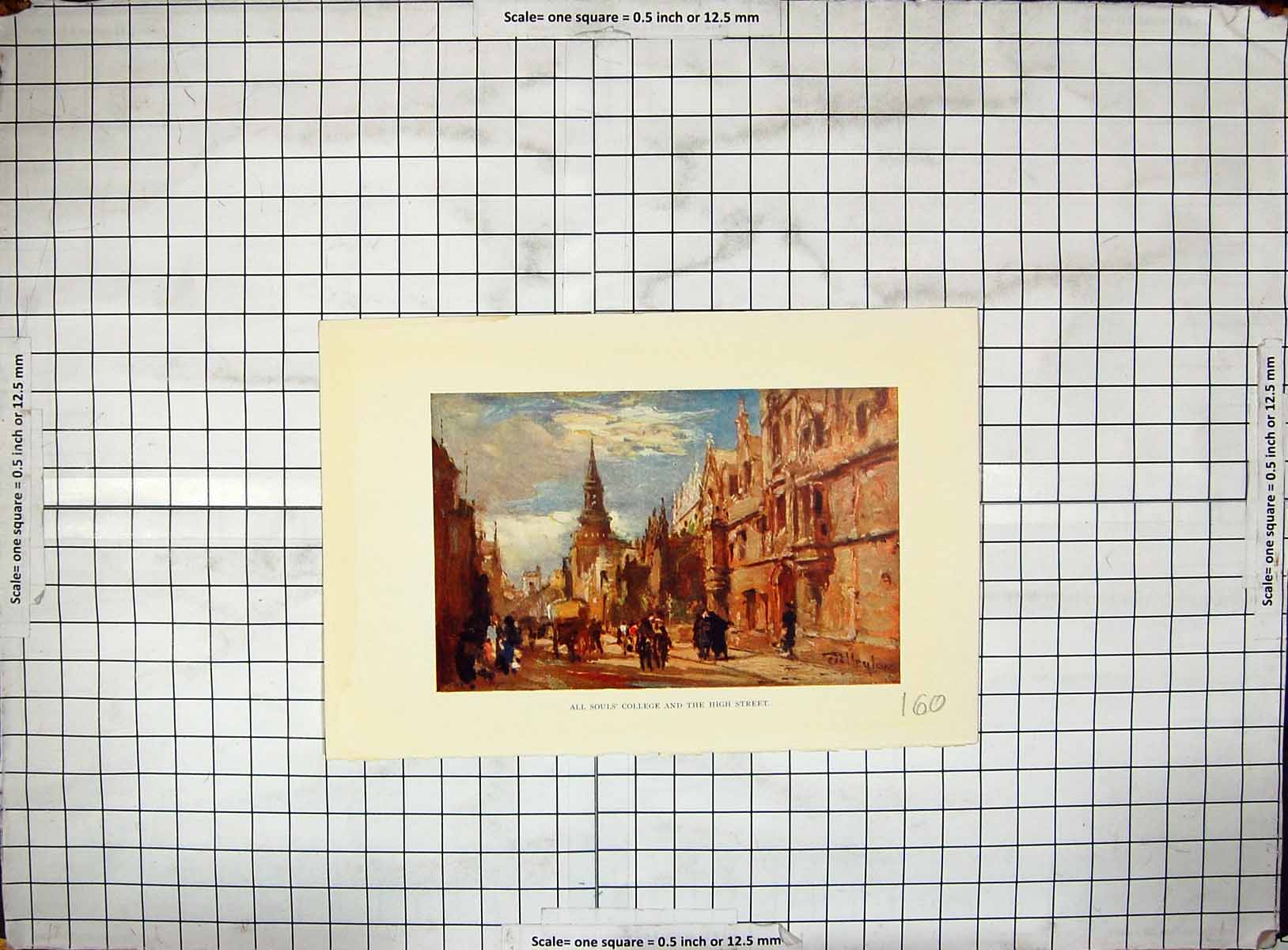 Original Old Antique Print Colour All Souls College High Street