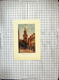 Original Old Antique Print Colour All Saints Church Turl Street