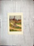 Original Old Antique Print Colour View Condicote Cross