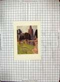 Original Old Antique Print Colour Painswick Church Architecture Napoleonic Era