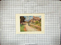 Original Old Antique Print Colour Street Scene Ebrington Houses Children 19th