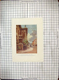 Original Old Antique Print Hand Coloured Clrendon Buildings Broad Street