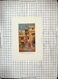 Antique Old Print Hand Ed Quadrangle Corpus Christi College Sundial Pillar