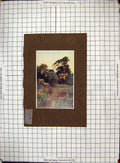 Original Old Antique Print Hand Coloured Lake Oxford Trees Flowers