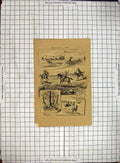 Original Old Antique Print Indians Rocky Mountains Cowboys Horses