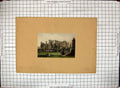 Original Old Antique Print Hand Coloured Ruins Cathedral Trees Cows