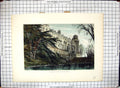 Original Old Antique Print Hand Ed Exterior Warwick Castle England Architecture