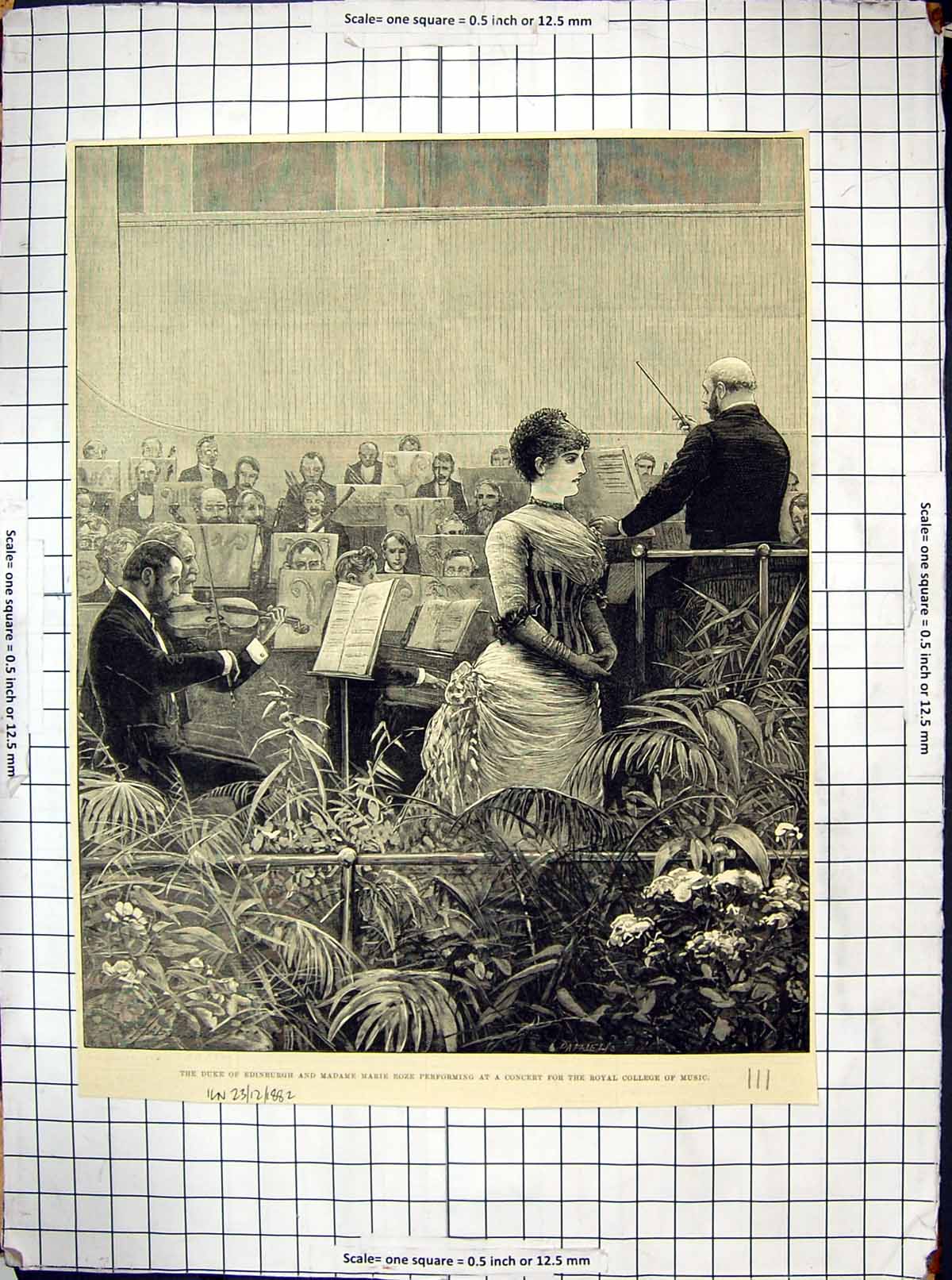 Antique Old Print 1882 Duke Edinburgh Madame Marie Roze Royal College Music