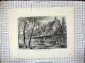 Antique Print Houses Under Warwick Castle Street Scene Horse Cart Chickens