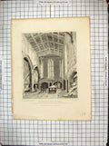 Old 1829 Interior Kitchen St. Mary Hall Coventry Smith Keux Engraving 19th