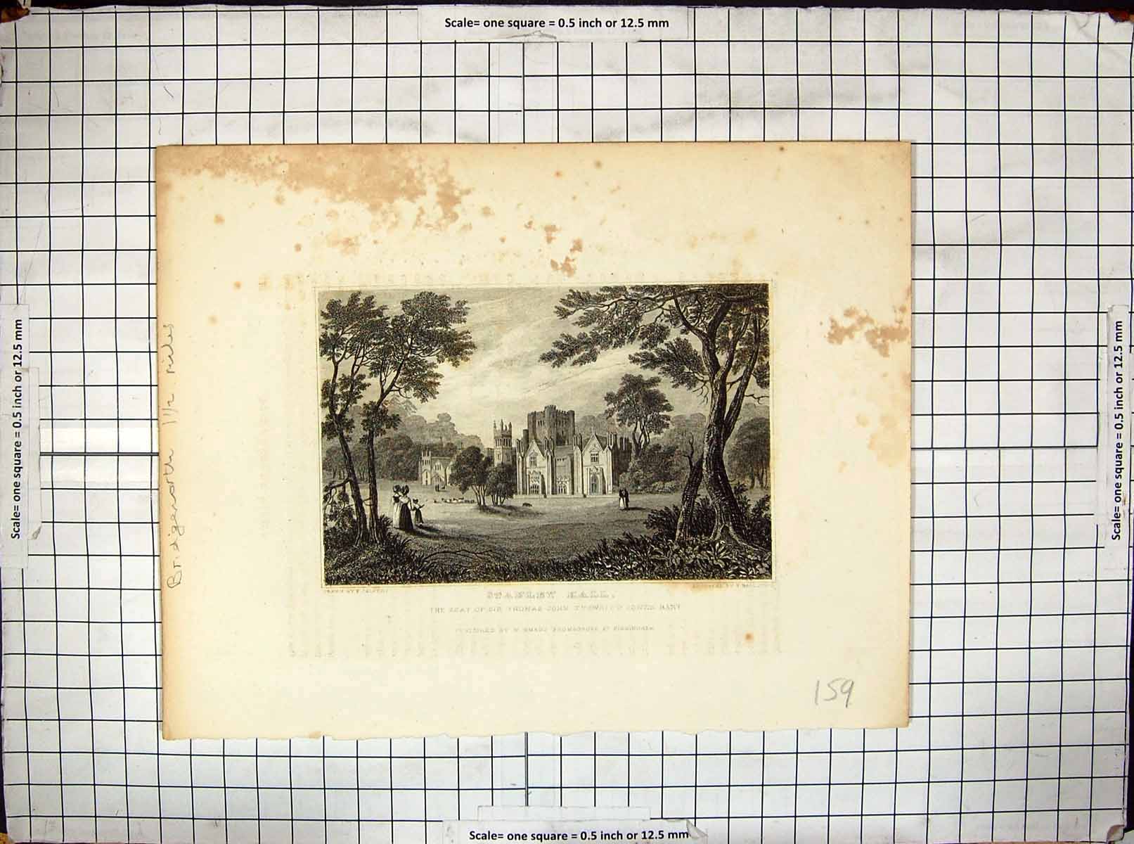 Old Stanley Hall Thomas Jones Architecture Engraving Calvert Radclyff