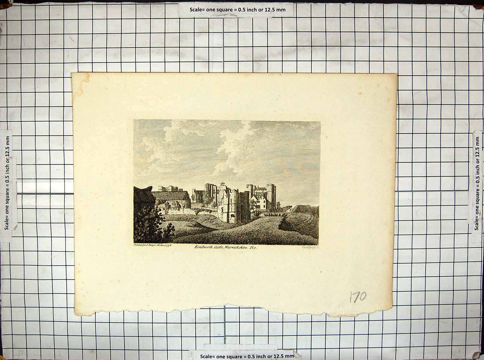 Antique Print 1776 Kenilworth Castle Warwickshire England Hooper Engraving 18th