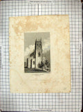 Antique Old Print 1829 St. George'S Church Birmingham Architecture Engraving