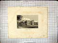 Original Old Antique Print Wroxhall Abbey Architecture Wren Radclyffe Engraving