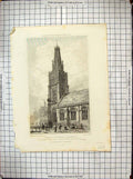 Old Print 1828 Church St. Nicholas Gloucester Architecture Keux Bartlett 19th