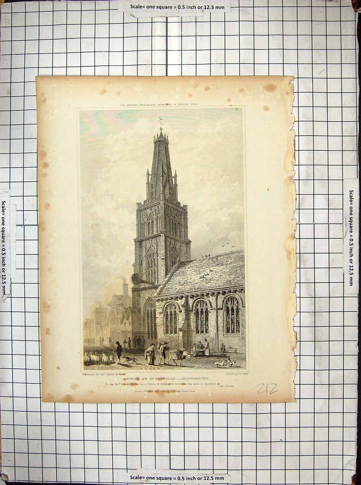 Old *6124 1828 Church St. Nicholas Gloucester Architecture Keux Bartl
