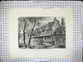 Original Old Antique Print Street Scene Houses Under Warwick Castle England