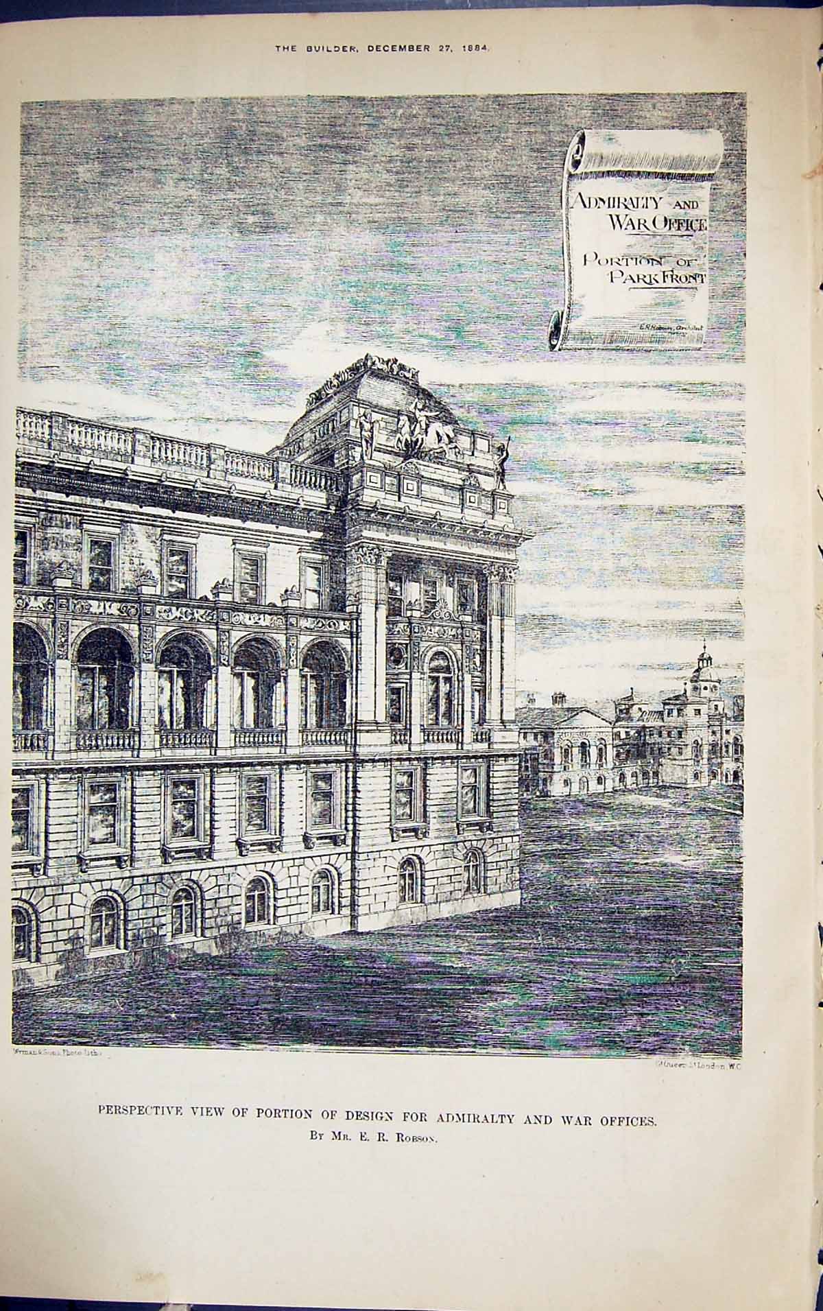 Old View Portion Design Admiralty War Fices Robson Building 1884 Arch Victorian