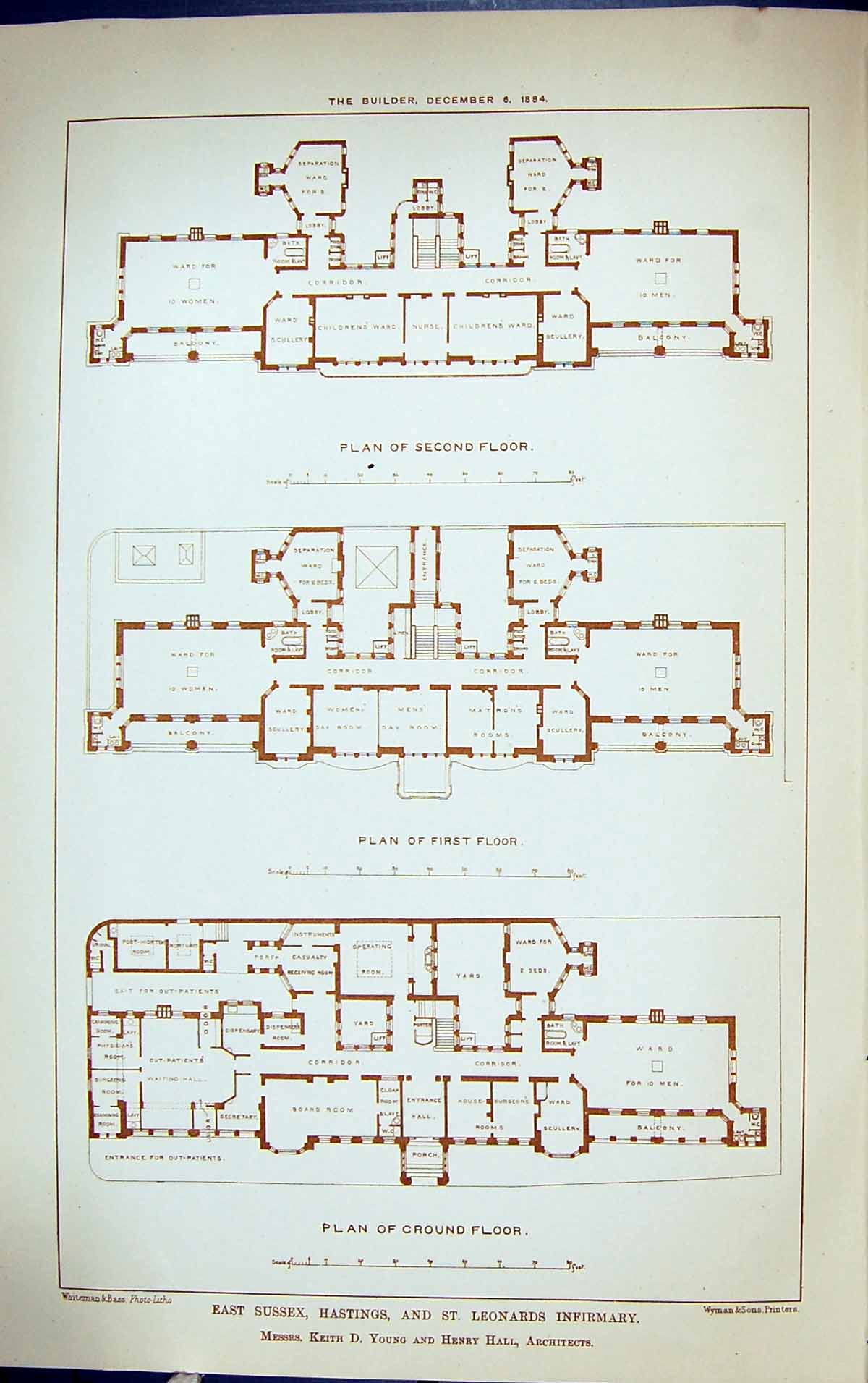 Old Building 1884 Architecture Plan Sussex Hastings Leonard'S Infirma Victorian