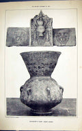 Old Antique Print Bas-Relief Lamp Early Arabic Building 1884 Architecture 19th