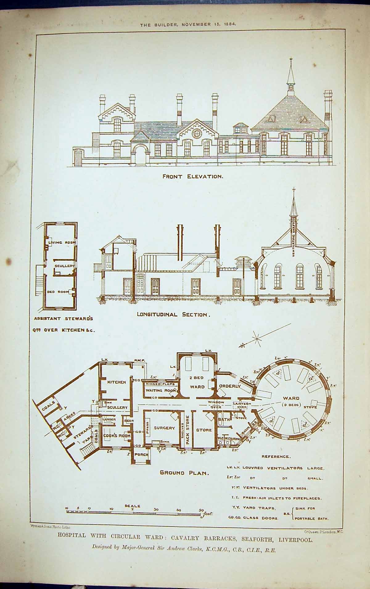 Old Plan Hospital Circular Ward Cavalry Barracks Seaforth Building 18 19th