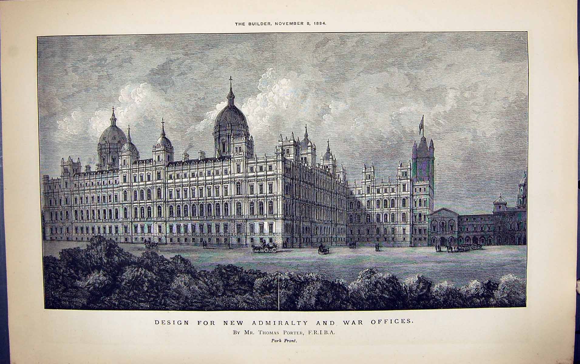 Old Design Admiralty War Fices Thomas Porter Building 1884 Architectu Victorian