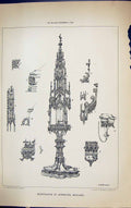 Old Antique Print Monstrance Roesmond Holland Building 1884 Castle Kell 19th