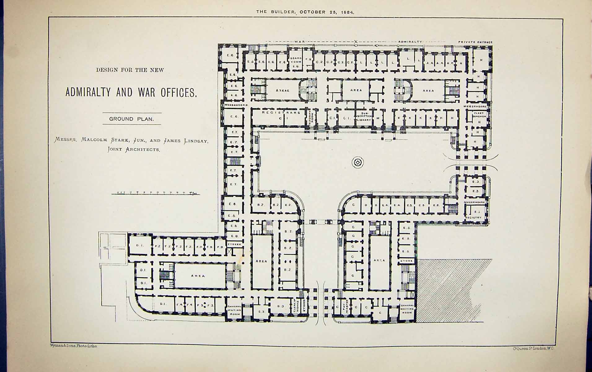 Old Ground Plan Admiralty War Fices Stark Lindsay Building 1884 Archi Victorian