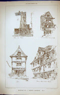 Original Old Antique Print Sketches House Malo Building 1884 Architecture 19th