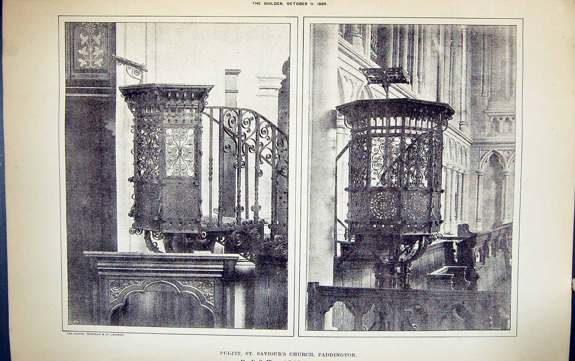 Old Pulpit St. Saviour'S Church Paddington Wade Building 1884 Archite Victorian