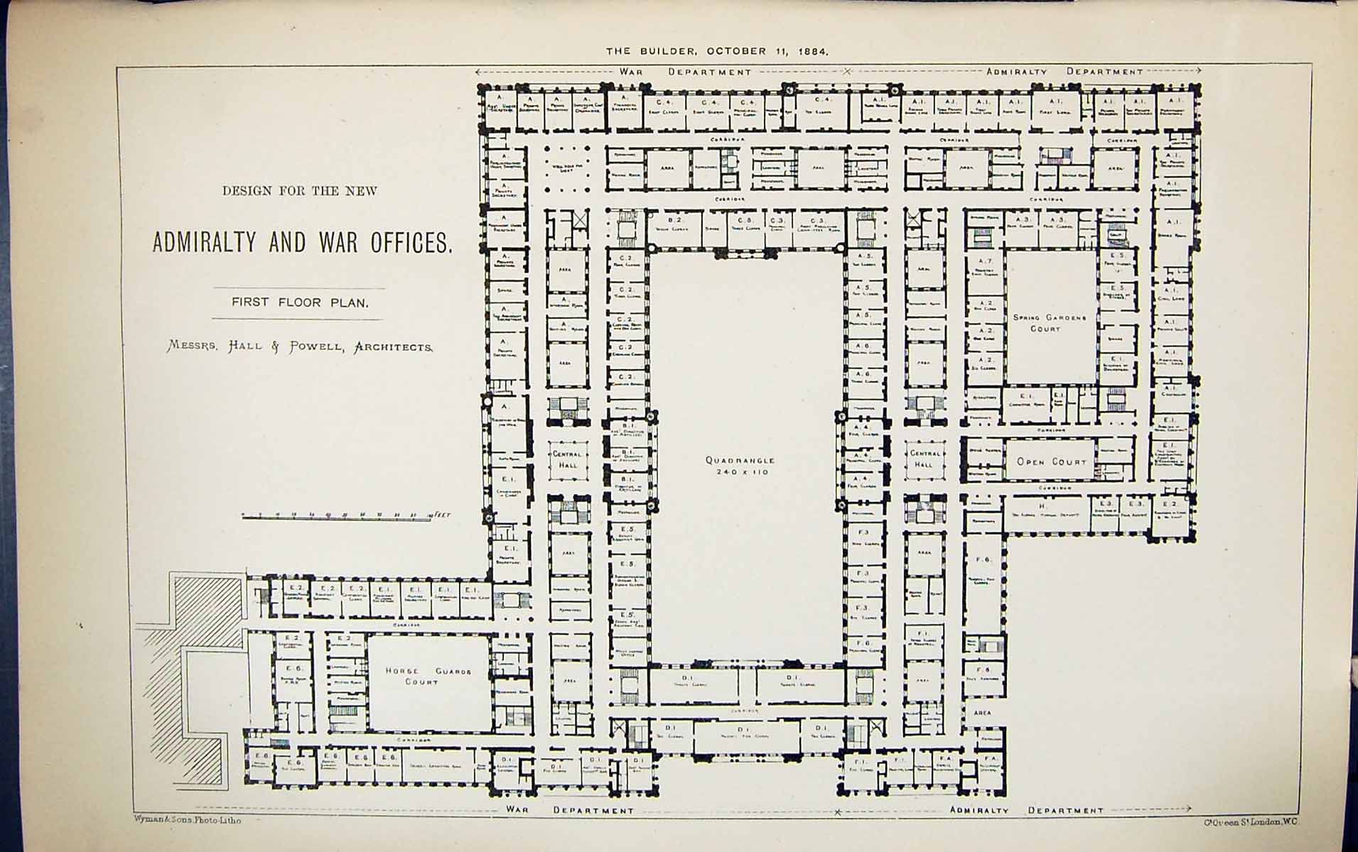 Old First Floor Plan Admiralty War Fices Hall Powell Building 1884 Ar Victorian