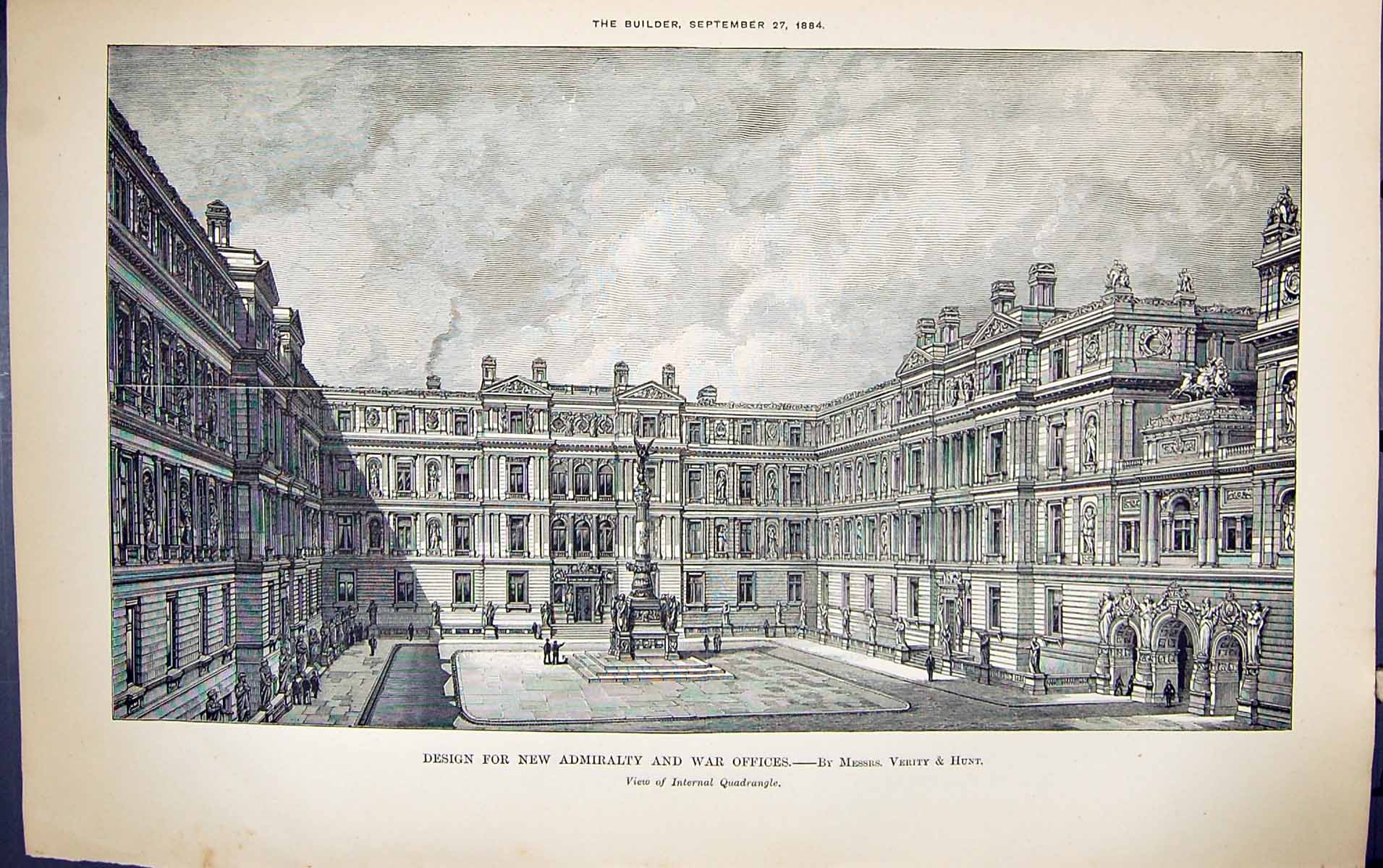 Old Design Admiralty War Fices Verity Hung Quadrangle Building 1884 A Victorian