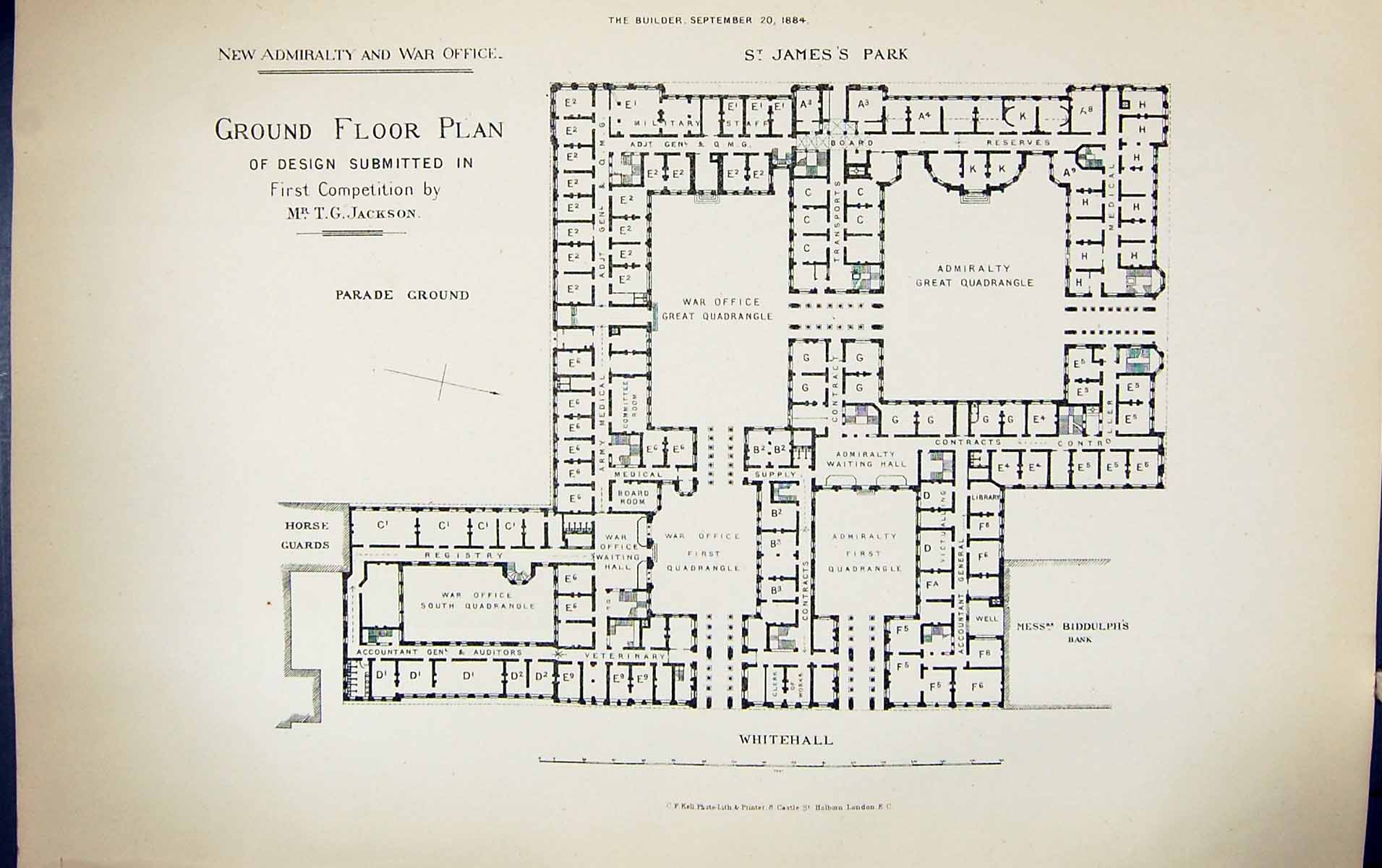 Old Ground Floor Plan Admiralty War Fice Jackson Building 1884 Archit Victorian
