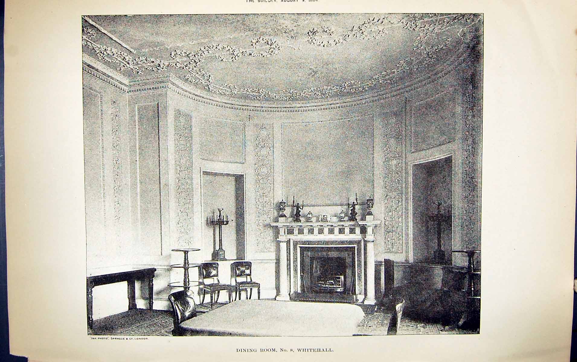 Old Interior House Dining Room Whitehall London Building 1884 Archite Victorian