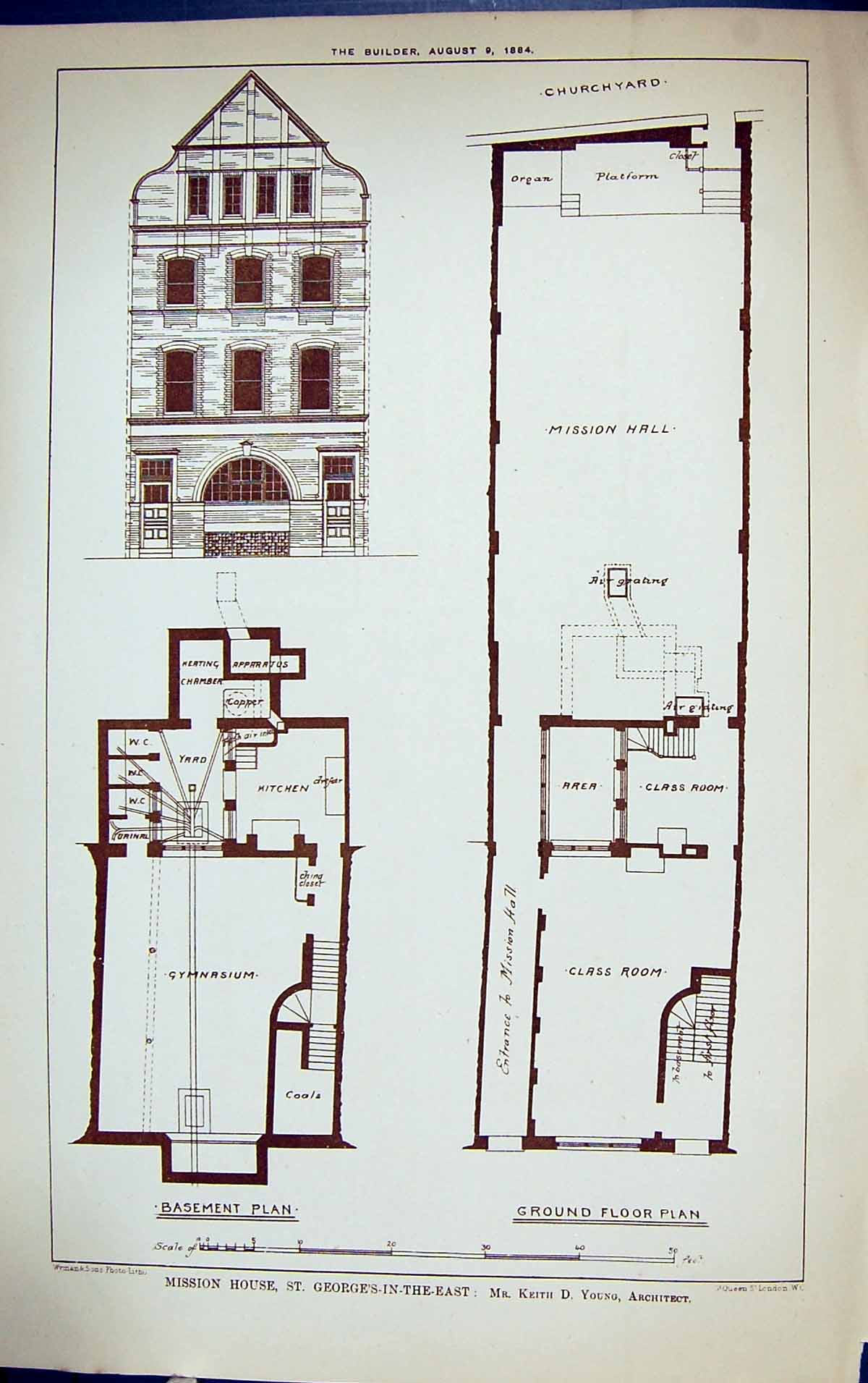 Old Plan Mission House George'S-In-The-East Keith Young Building 1884 Victorian