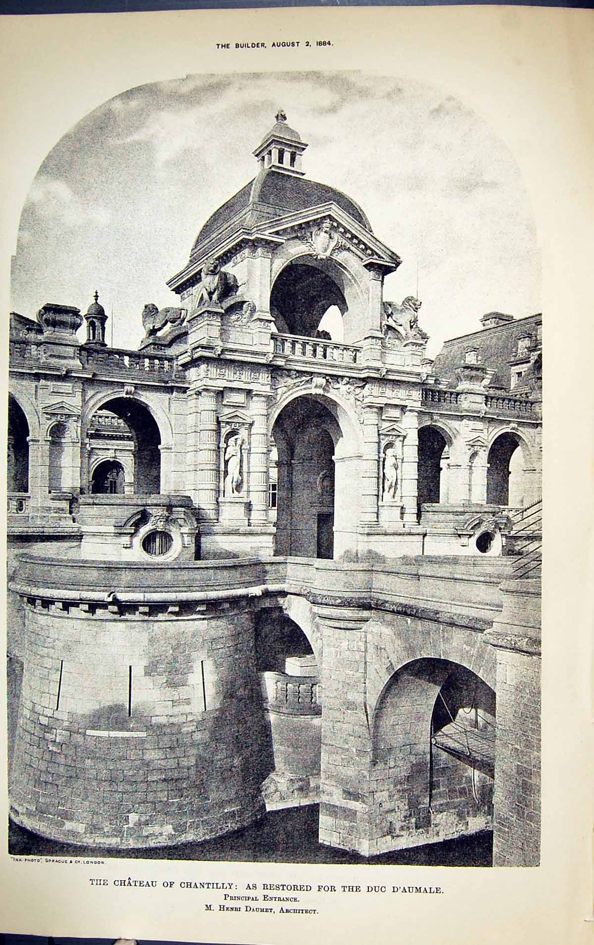 Old Chateau Chantilly Duc D'Aumale Henri Daumet Building 1884 Archite Victorian